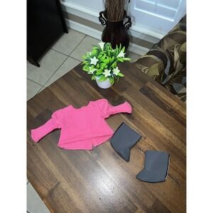 American Girl Bitty Baby Pink Shirt and Grey Camo Boots  Doll Clothes